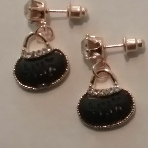 Betsey Johnson black handbag earrings no tags